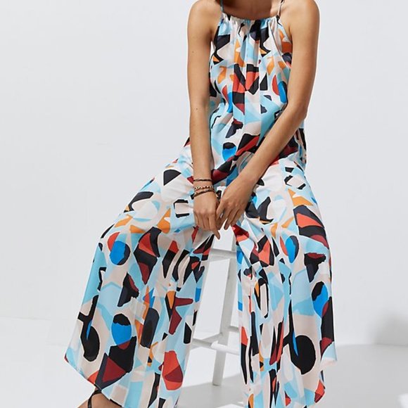 Anthropologie Pants - Anthropologie Breezy Wide Leg Jumpsuit in Blue Graphic Print